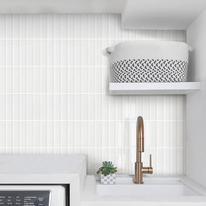 Linear Tile Peel and Stick Backsplash - White