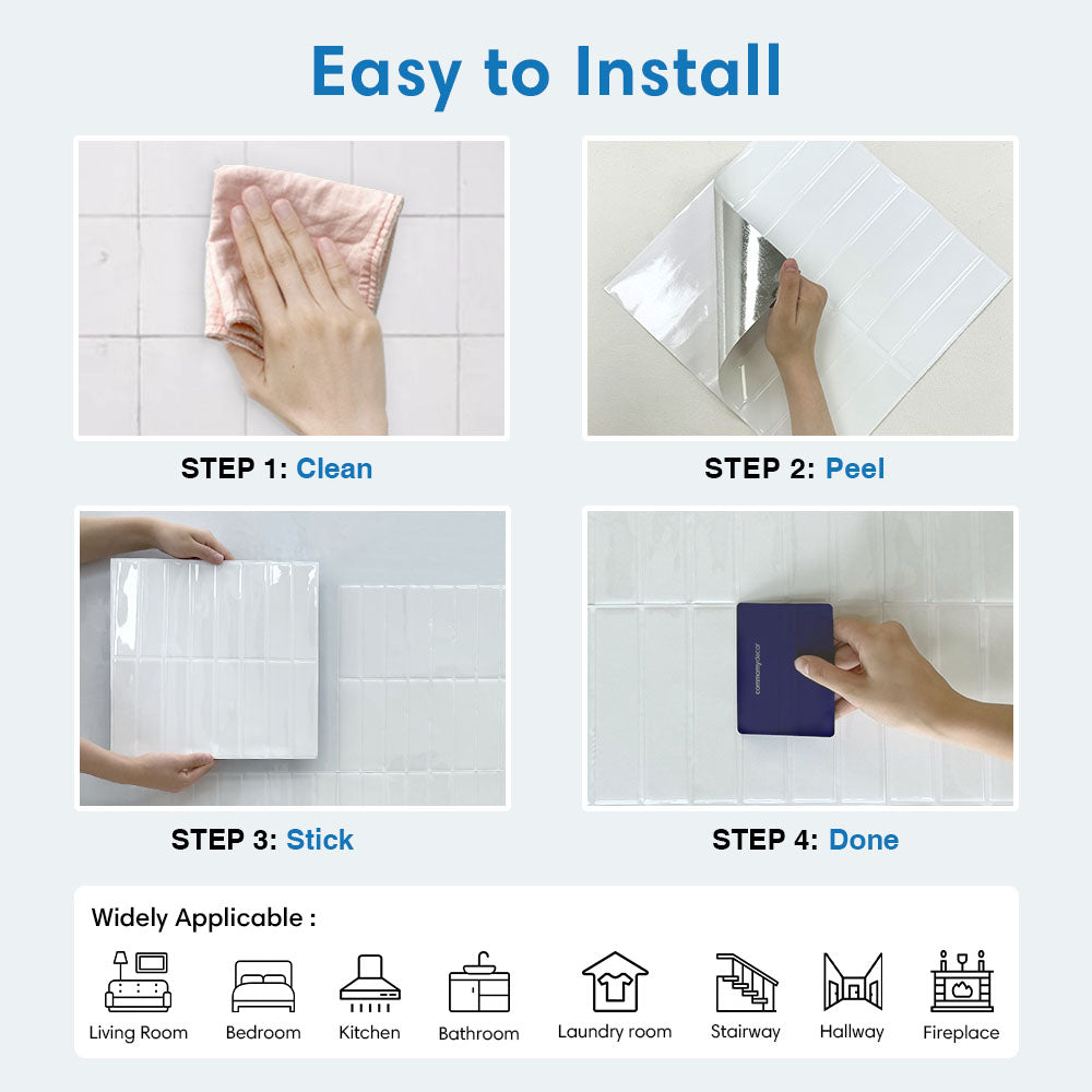 Linear Tile Peel and Stick Backsplash - White