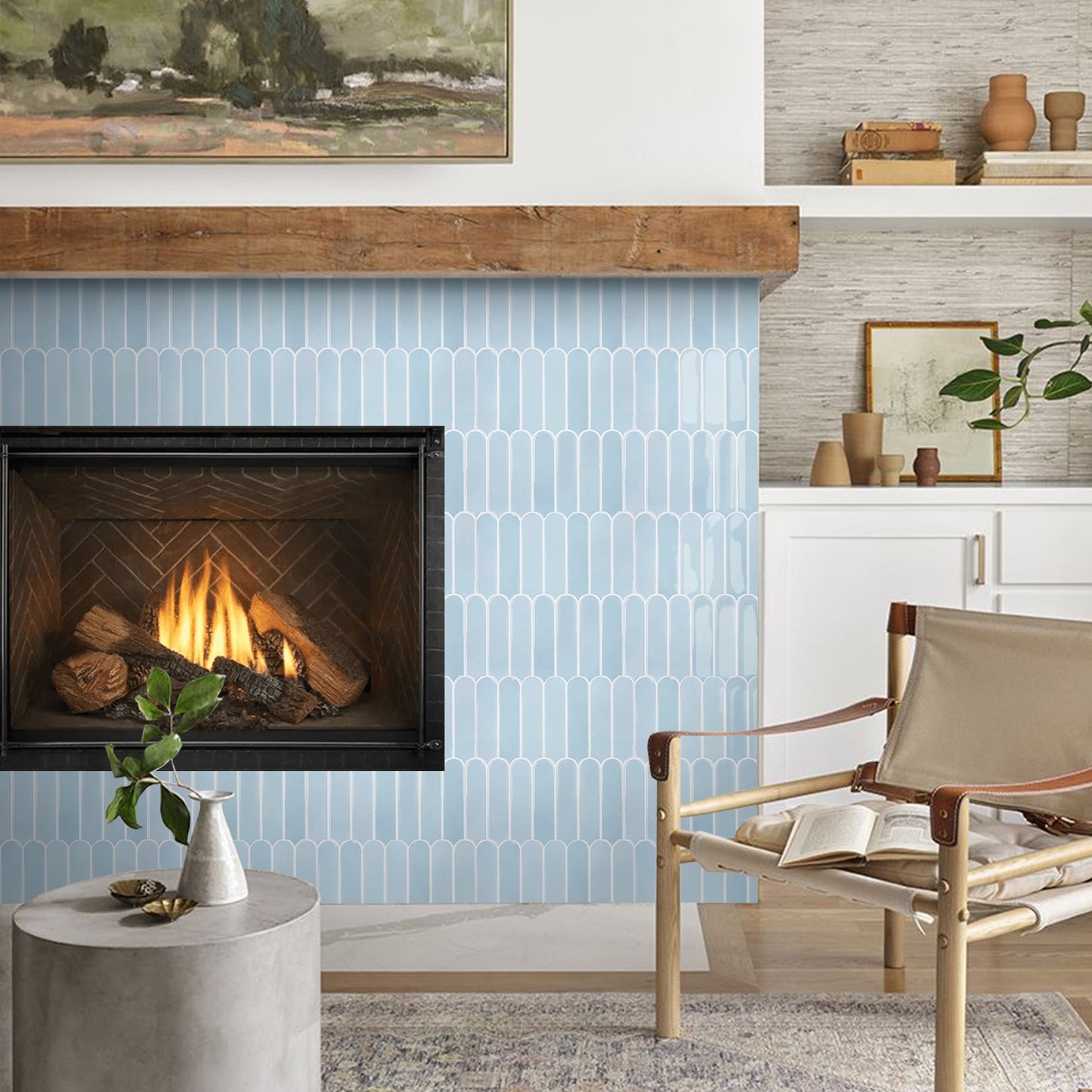 Fish Scale Peel and Stick Backsplash - Aqua Blue Thicker Design