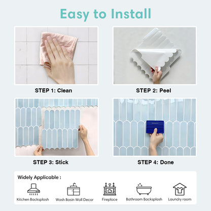 Fish Scale Peel and Stick Backsplash - Aqua Blue Thicker Design