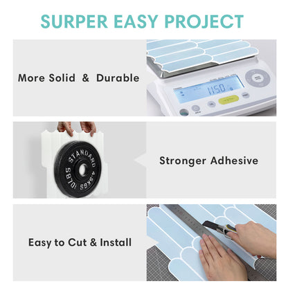 Fish Scale Peel and Stick Backsplash - Aqua Blue Thicker Design