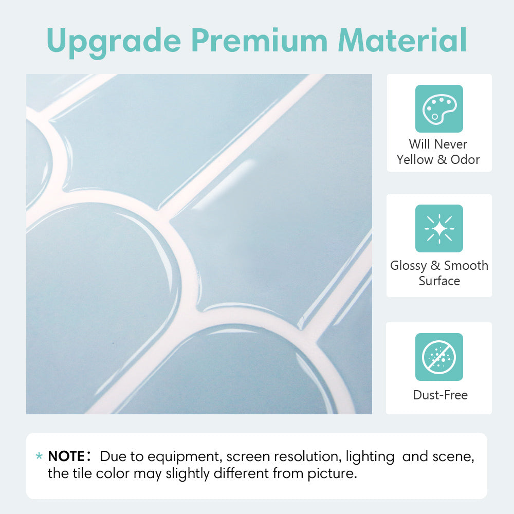 Fish Scale Peel and Stick Backsplash - Aqua Blue Thicker Design