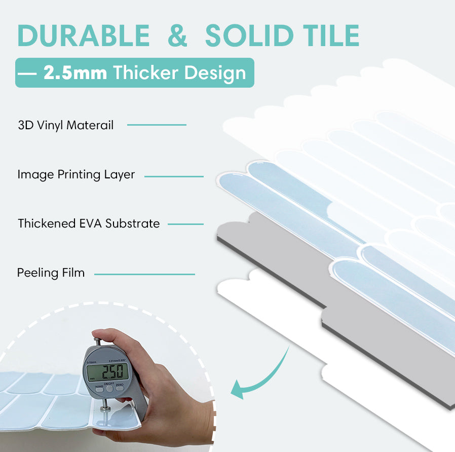 Fish Scale Peel and Stick Backsplash - Aqua Blue Thicker Design