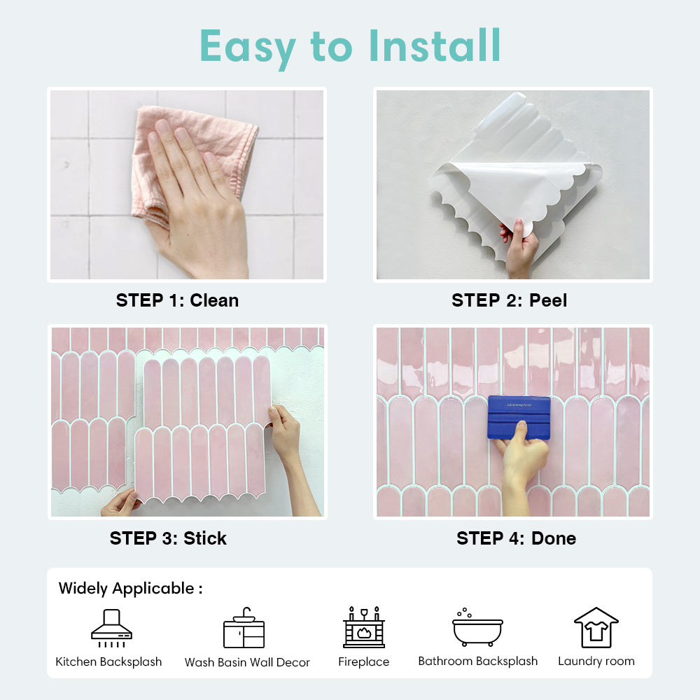 Fish Scale Peel and Stick Backsplash - Blush Pink Thicker Design