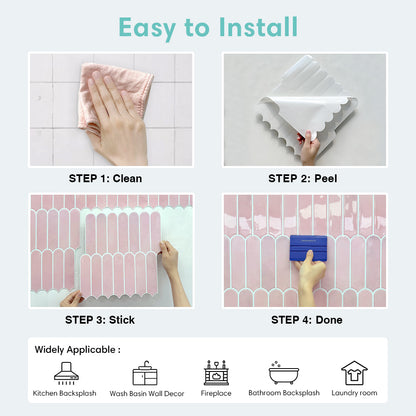 Fish Scale Peel and Stick Backsplash - Blush Pink Thicker Design