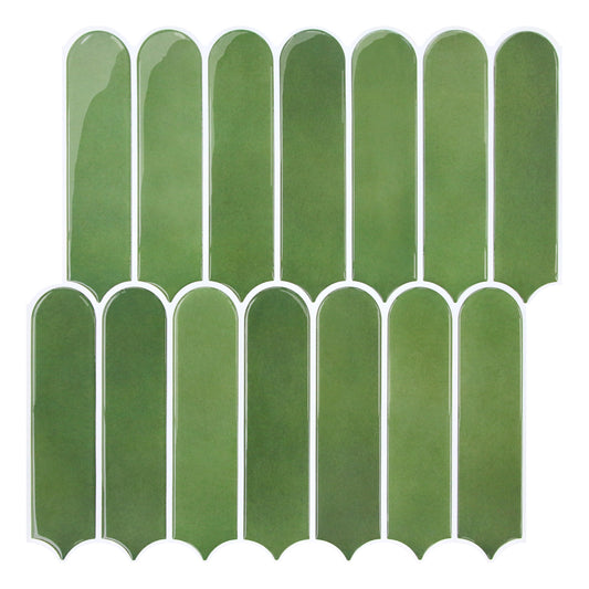 Fish Scale Peel and Stick Backsplash - Green Thicker Design