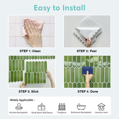 Fish Scale Peel and Stick Backsplash - Green Thicker Design