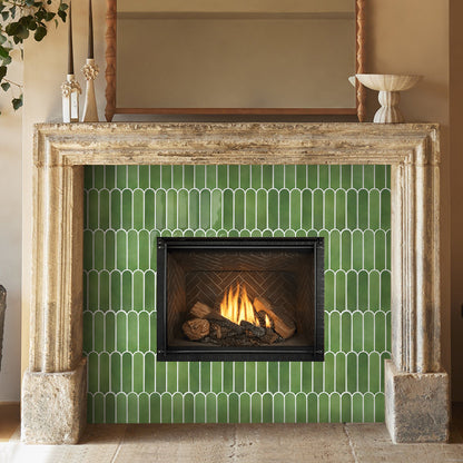 Fish Scale Peel and Stick Backsplash - Green Thicker Design