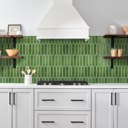 Fish Scale Peel and Stick Backsplash - Green Thicker Design