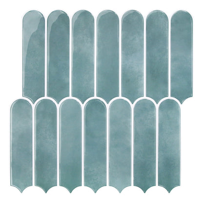 Teal glass mosaic tile pattern on a white background