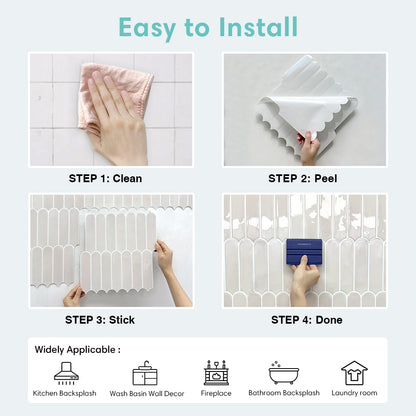 Fish Scale Peel and Stick Backsplash - Toledo Cream Thicker Design