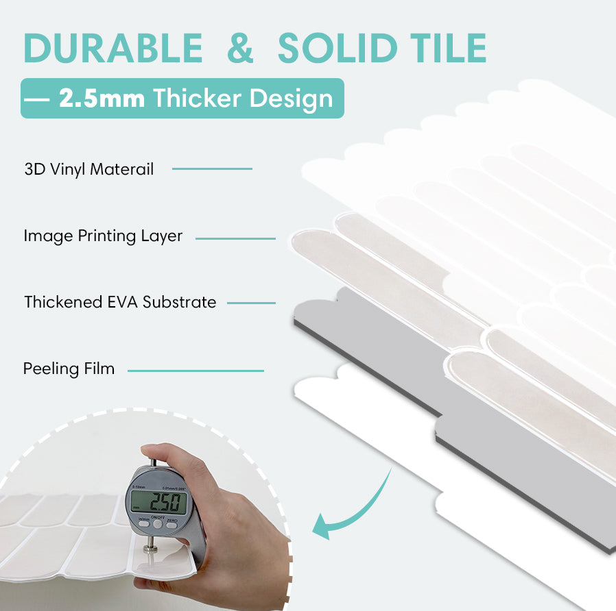 Fish Scale Peel and Stick Backsplash - Toledo Cream Thicker Design