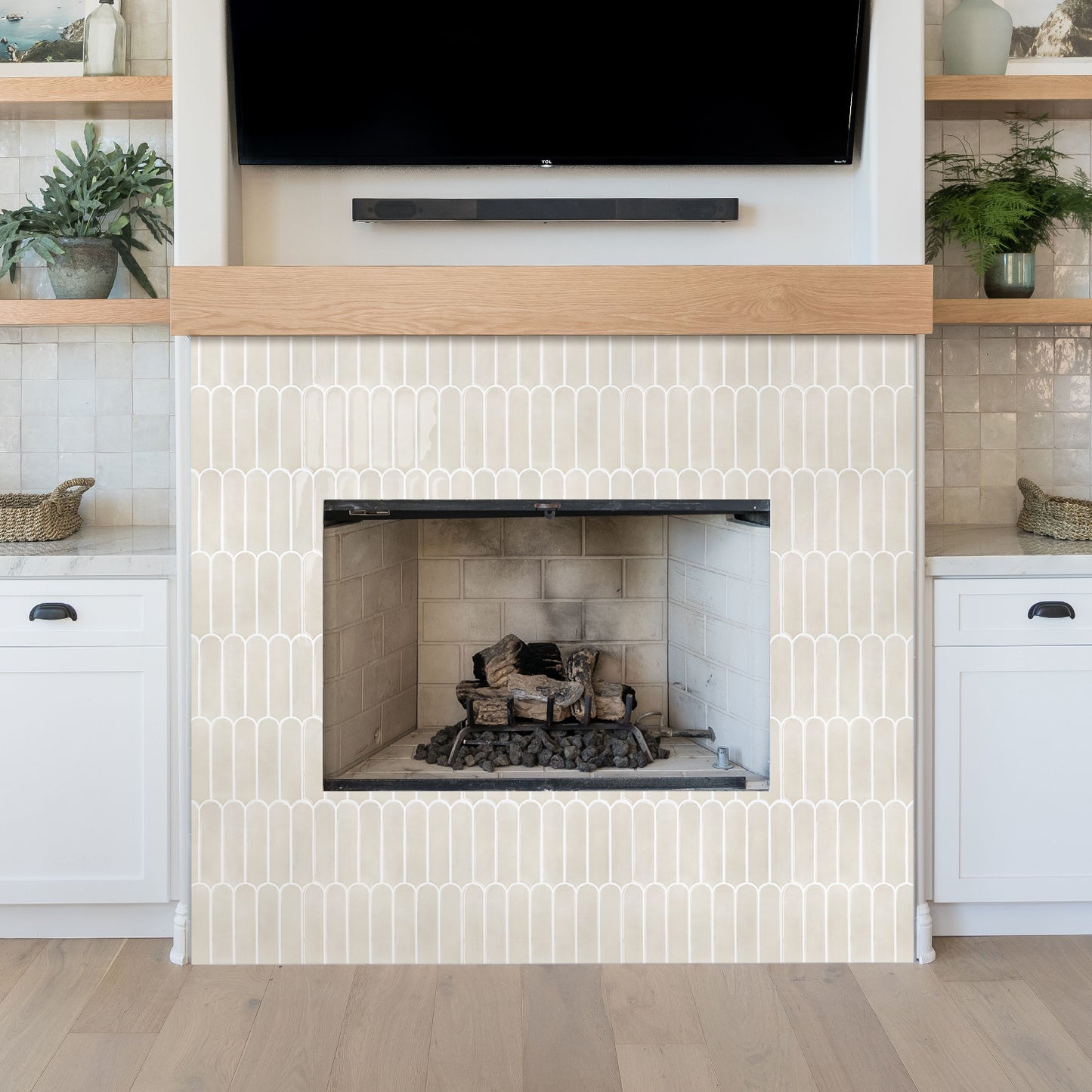 Fish Scale Peel and Stick Backsplash - Toledo Cream Thicker Design