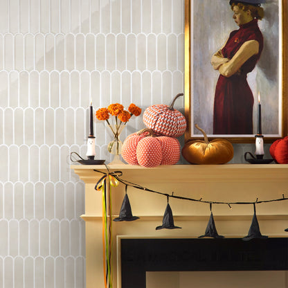 Fish Scale Peel and Stick Backsplash - Toledo Cream Thicker Design