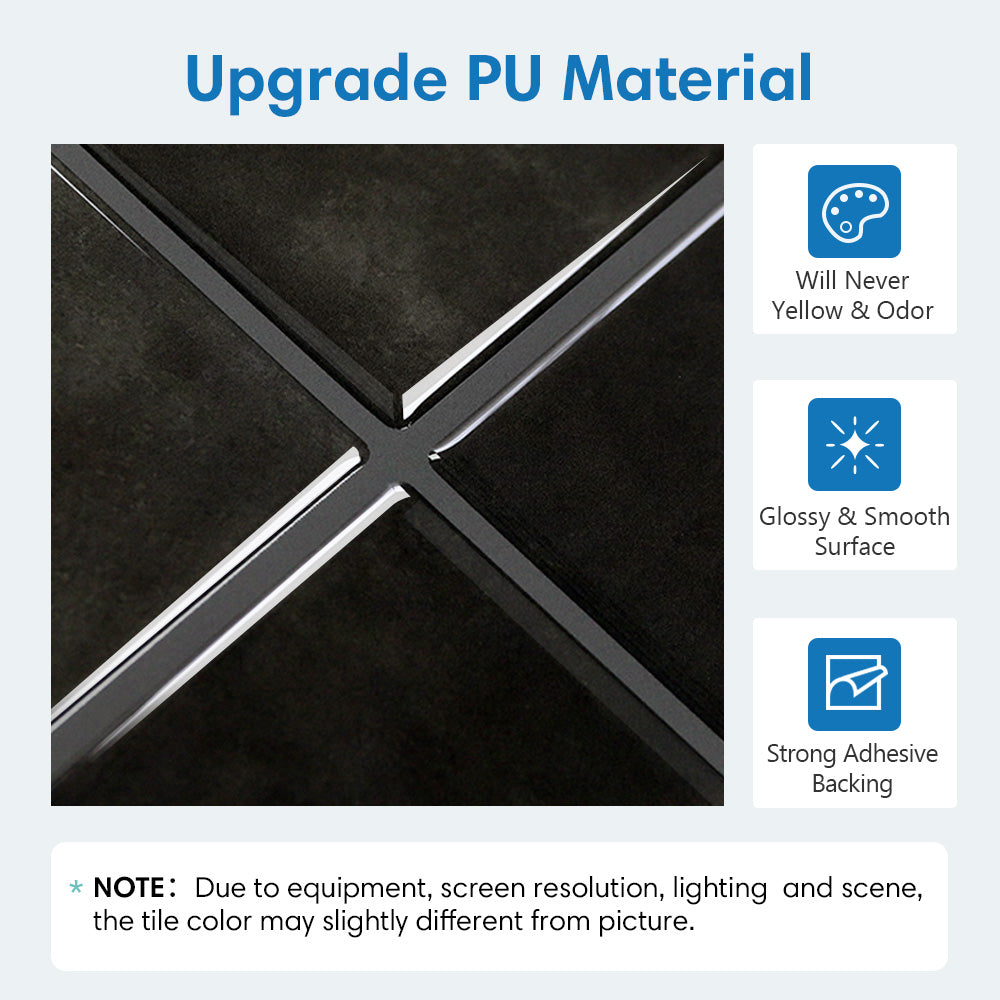 Square Peel and Stick Backsplash - Black Thicker Design