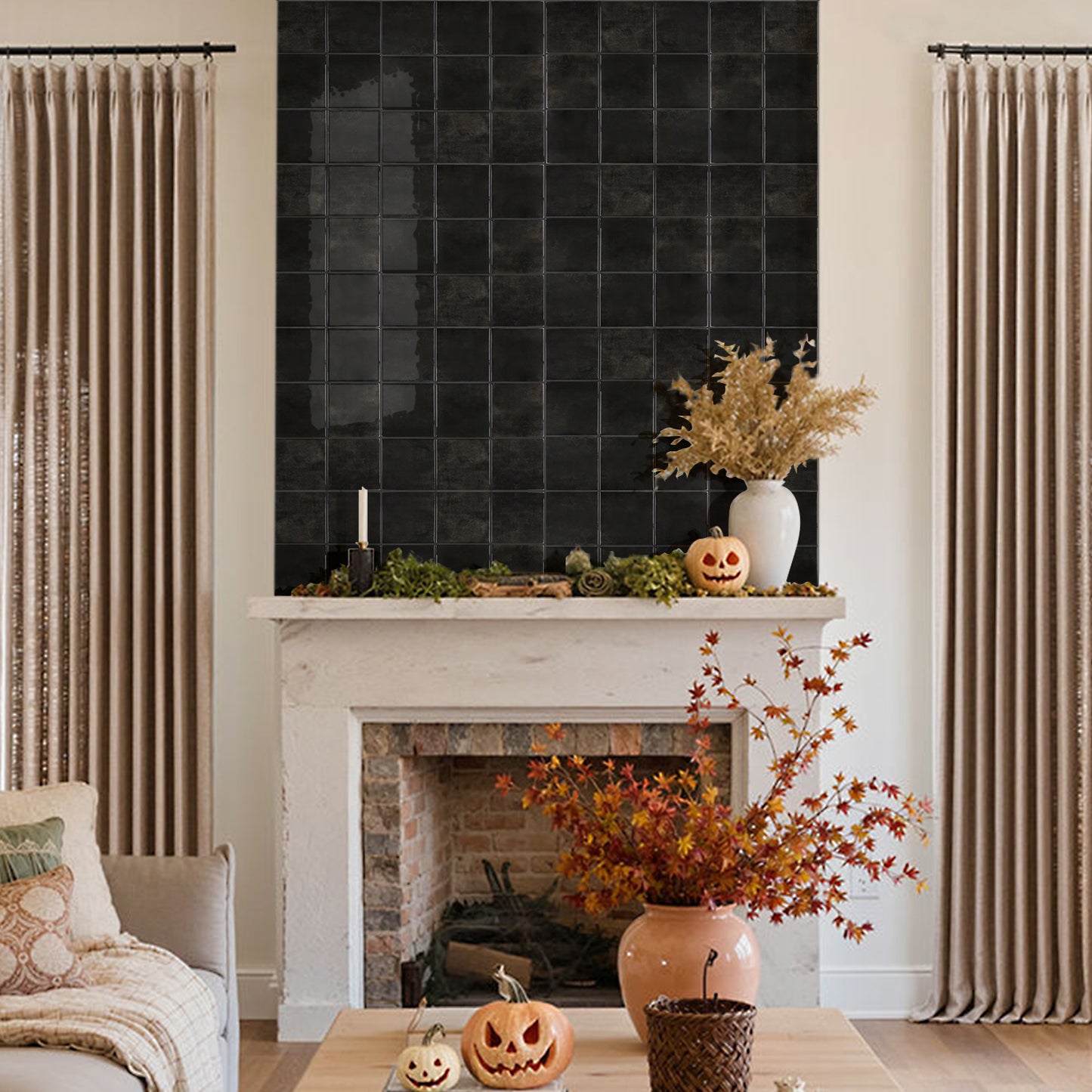 Square Peel and Stick Backsplash - Black Thicker Design