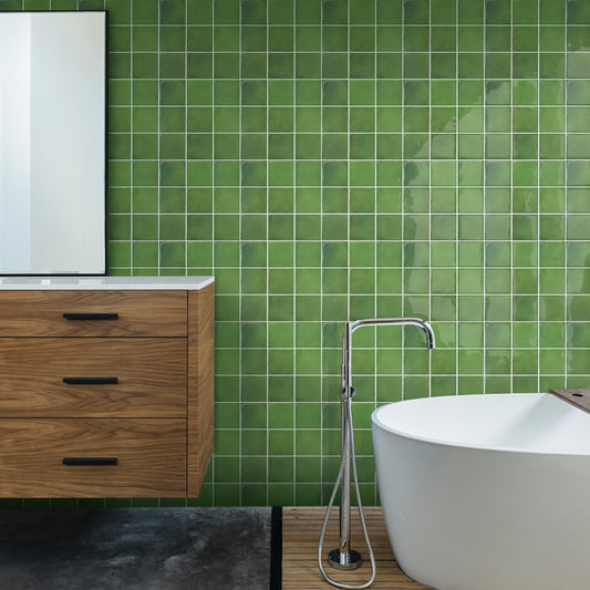 Square Peel and Stick Backsplash - Green Thicker Design