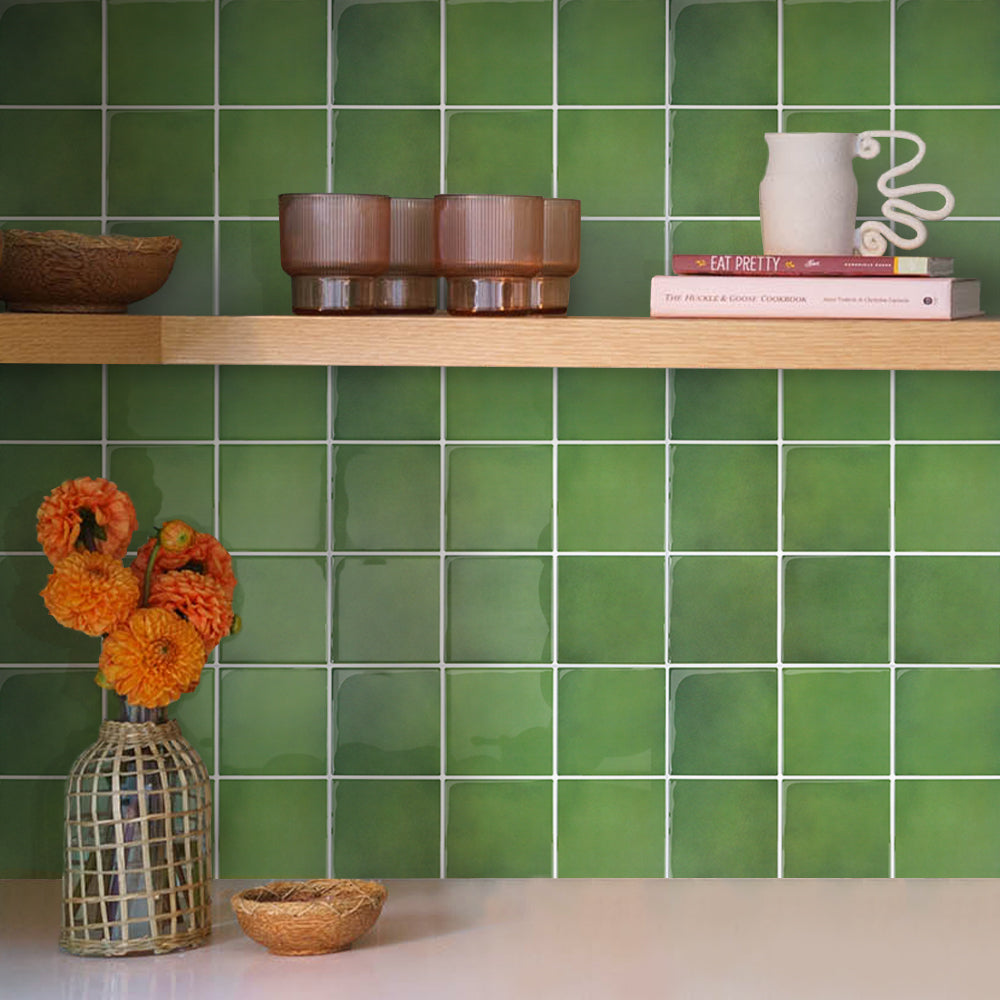 Square Peel and Stick Backsplash - Green Thicker Design