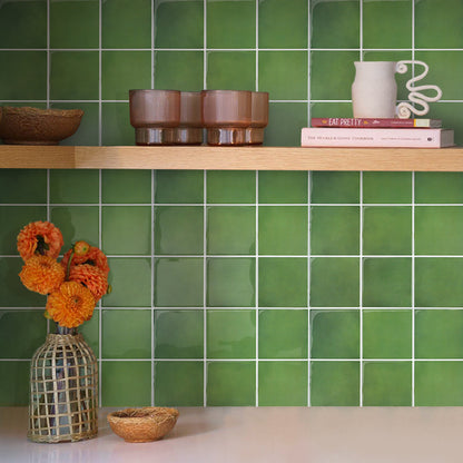 Square Peel and Stick Backsplash - Green Thicker Design