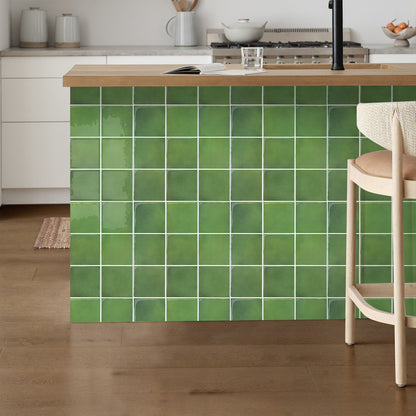 Square Peel and Stick Backsplash - Green Thicker Design
