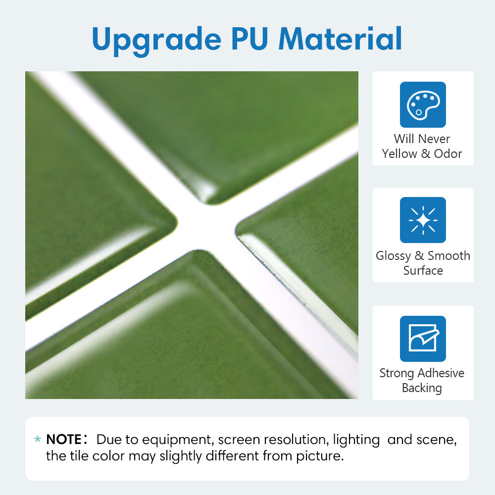 Square Peel and Stick Backsplash - Green Thicker Design