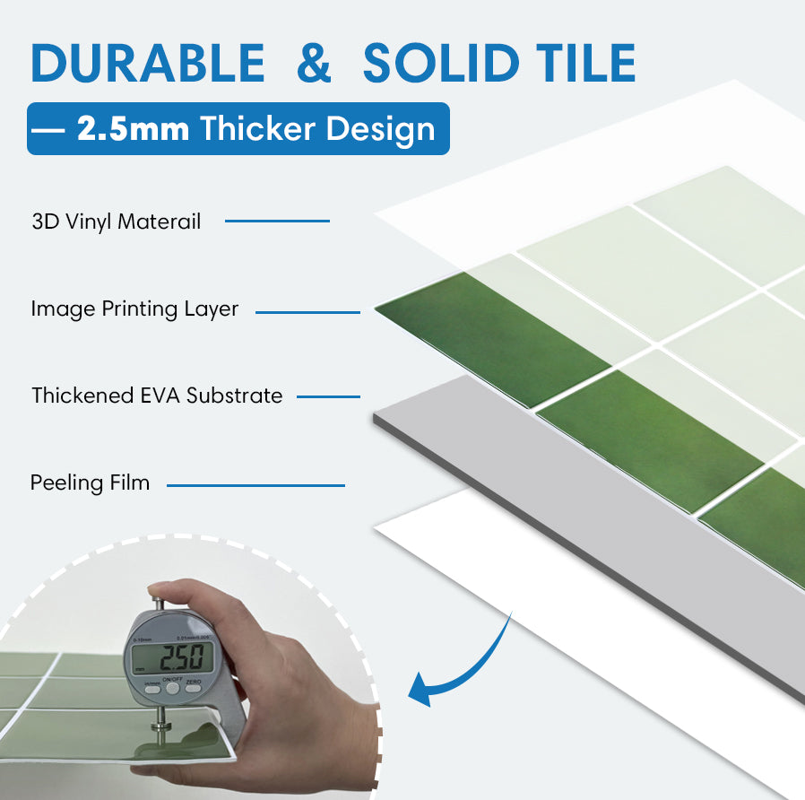 Square Peel and Stick Backsplash - Green Thicker Design