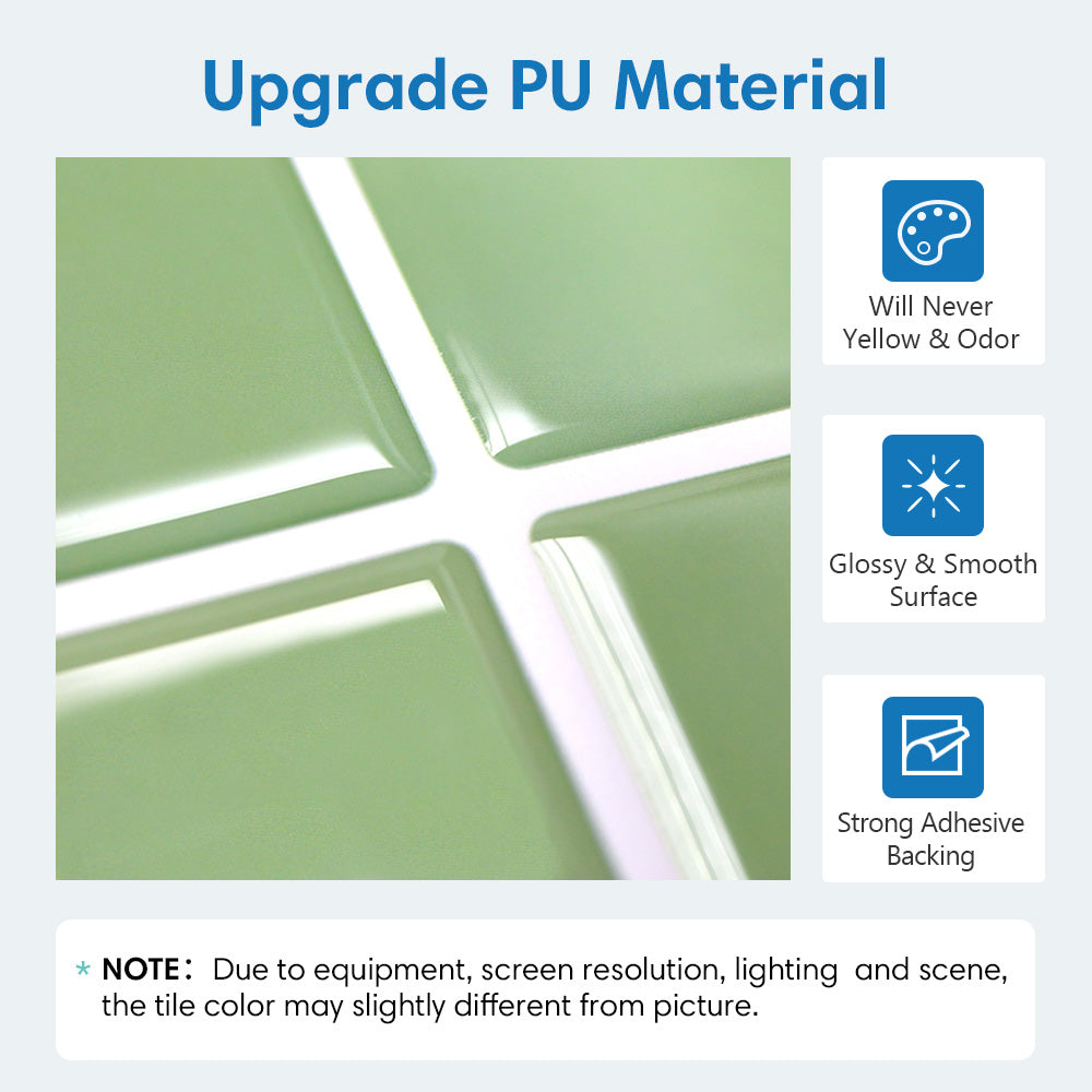 Square Peel and Stick Backsplash - Sage Green Thicker Design