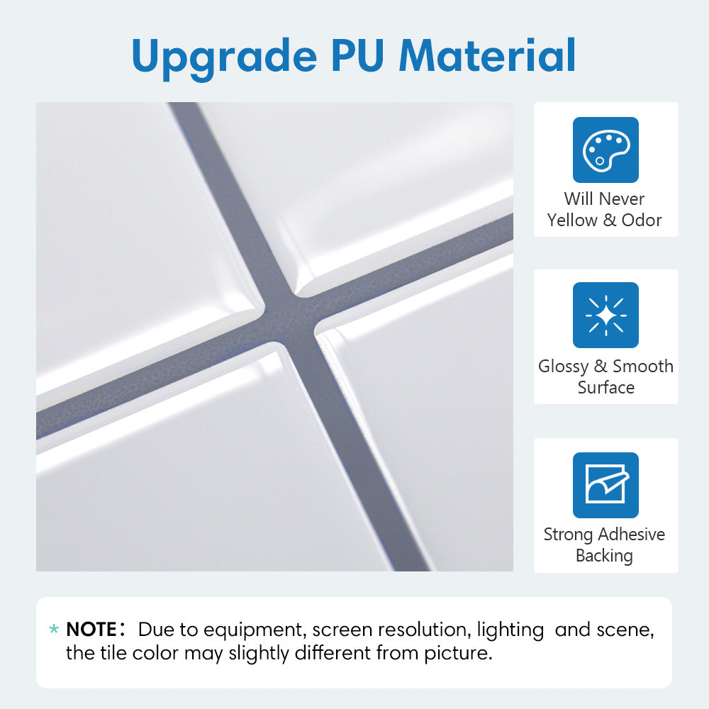 Square Peel and Stick Backsplash - White and Grey Thicker Design