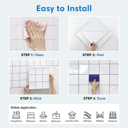 Square Peel and Stick Backsplash - White and Grey Thicker Design