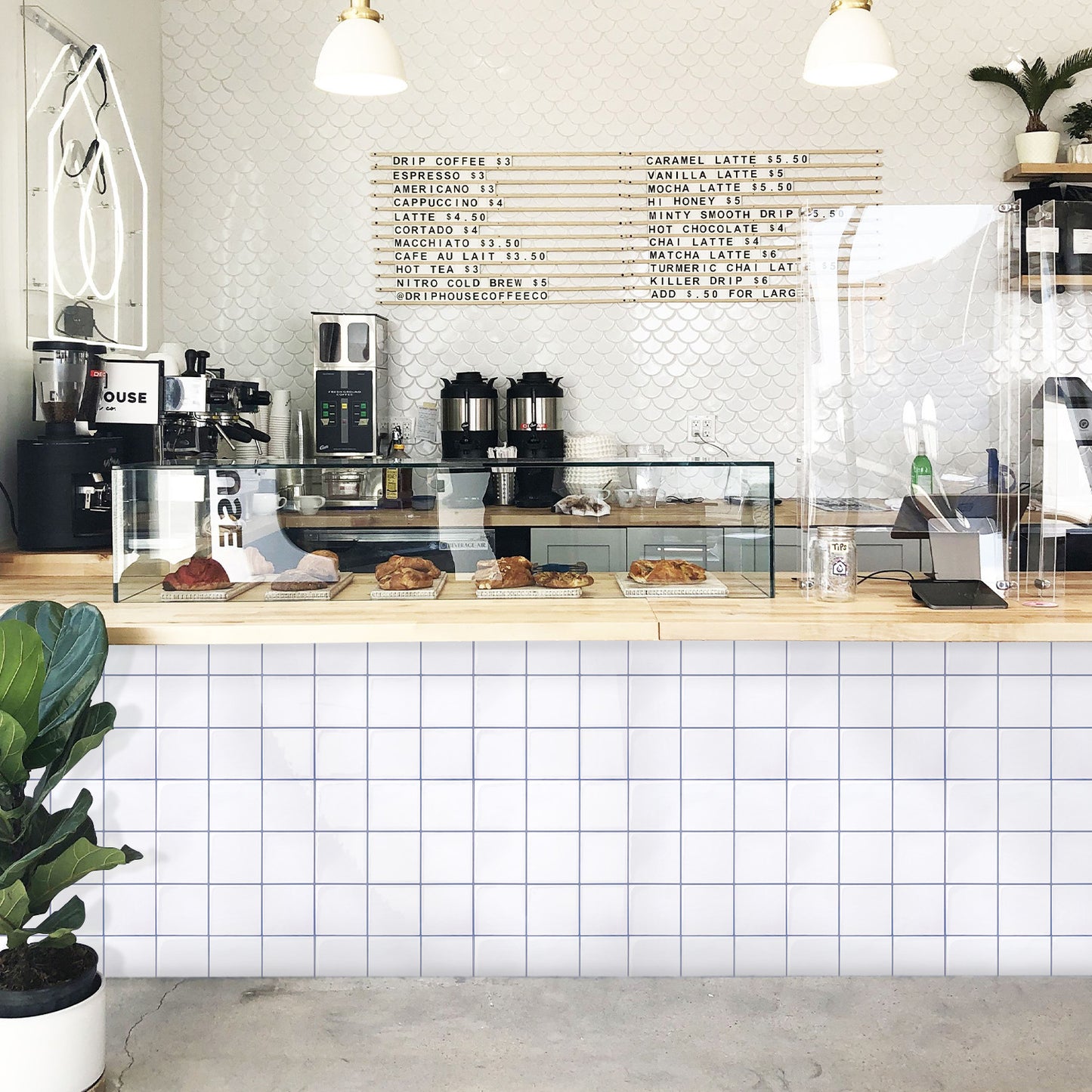 Square Peel and Stick Backsplash - White and Grey Thicker Design