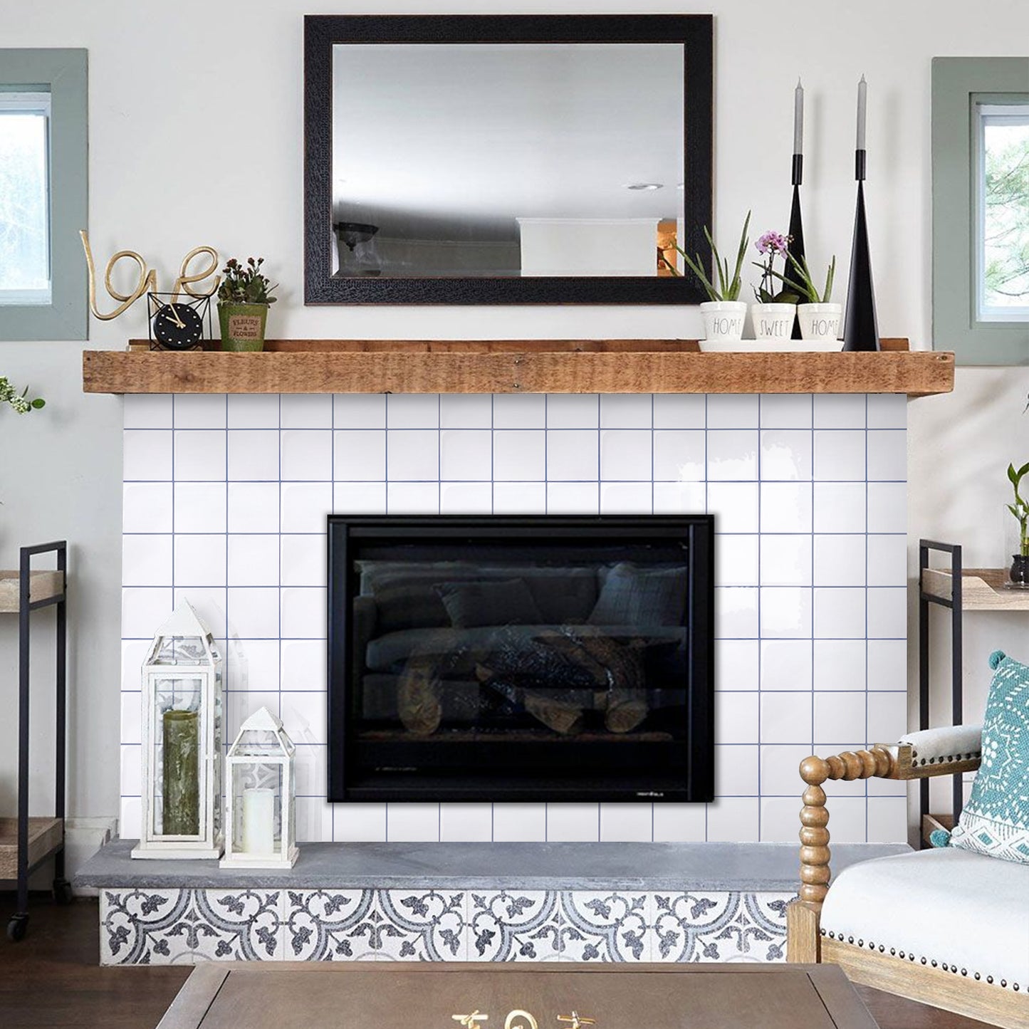 Square Peel and Stick Backsplash - White and Grey Thicker Design