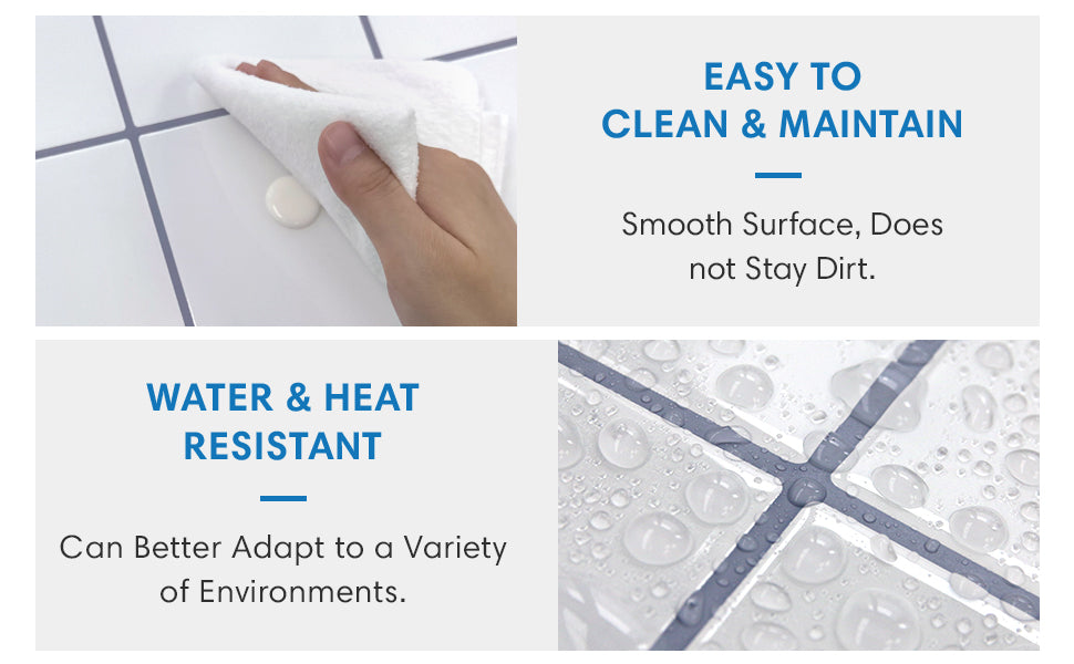 Square Peel and Stick Backsplash - White and Grey Thicker Design