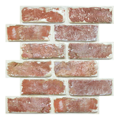 3D Old Red Rustic Brick Wall Panels Peel and Stick