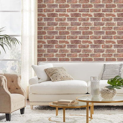 3D Old Red Rustic Brick Wall Panels Peel and Stick