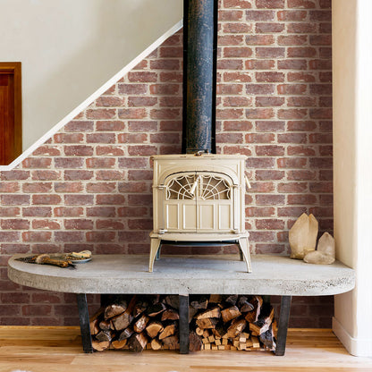 3D Old Red Rustic Brick Wall Panels Peel and Stick